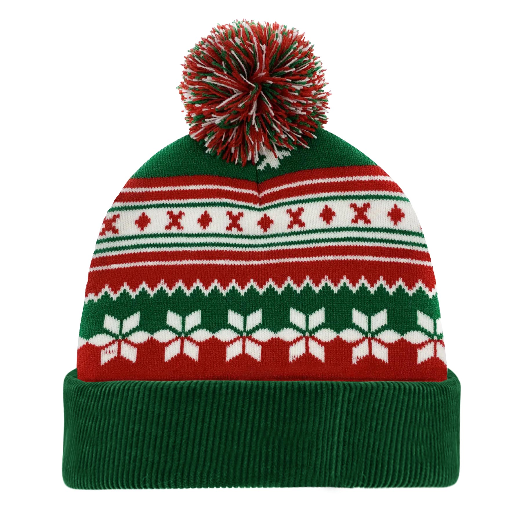 FlyFlyPromos - Knitted Acrylic Cuff Winter Beanie with Pom Image 2 - Promotional Product